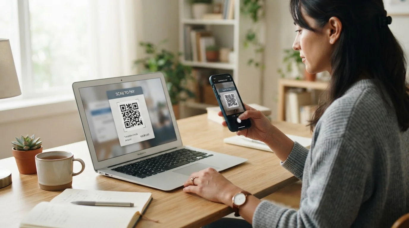 Skenování QR kódu v mobilní bankovní aplikaci jako okamžitá platba do casina