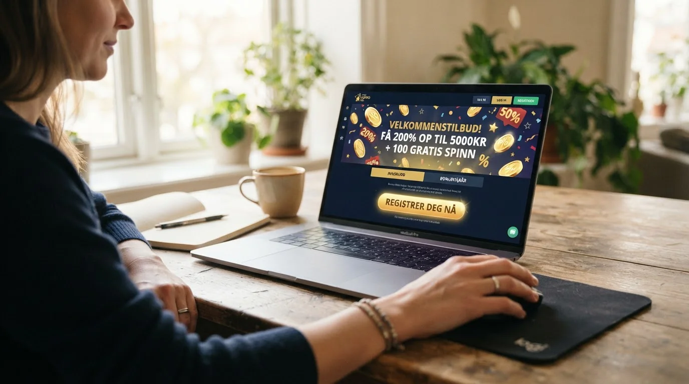 Laptop zobrazující casino bonusovou nabídku s procenty a symbolickými ikonami bez konkrétních hodnot