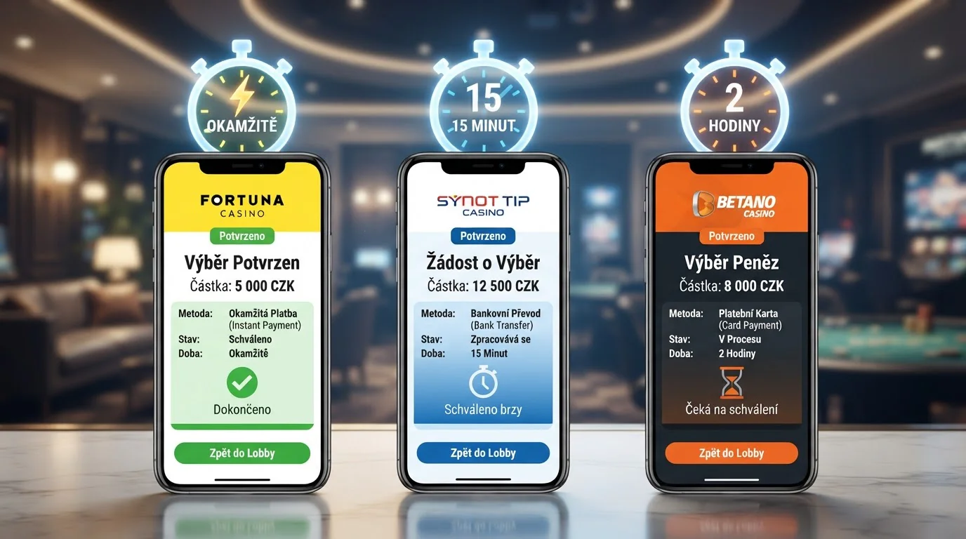 České online casino licence MFČR s porovnáním rychlosti výběrů