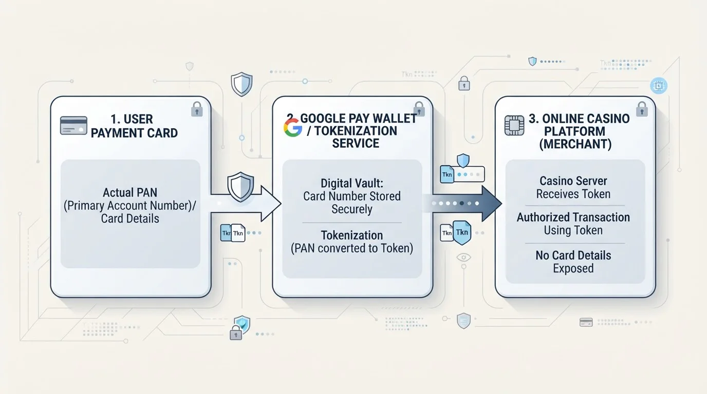 Schéma tokenizace při platbě Google Pay v online casinu