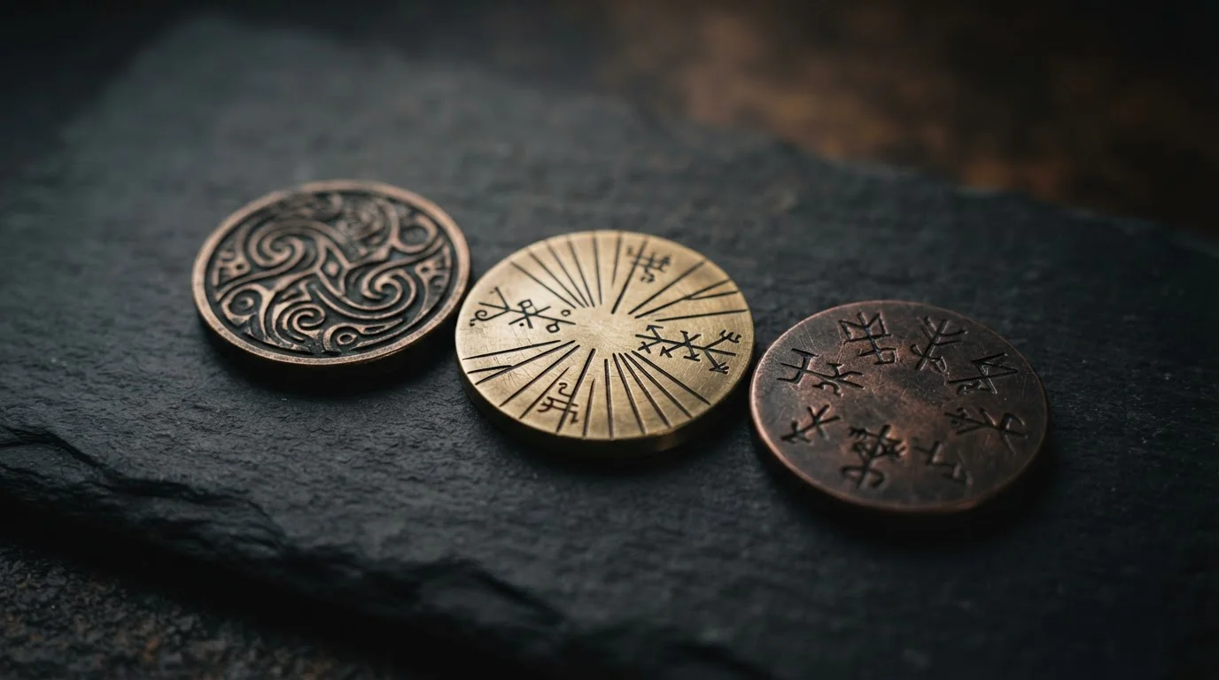 Abstraktní symboly BTC, ETH a USDT na tmavém pozadí, srovnání kryptoměn