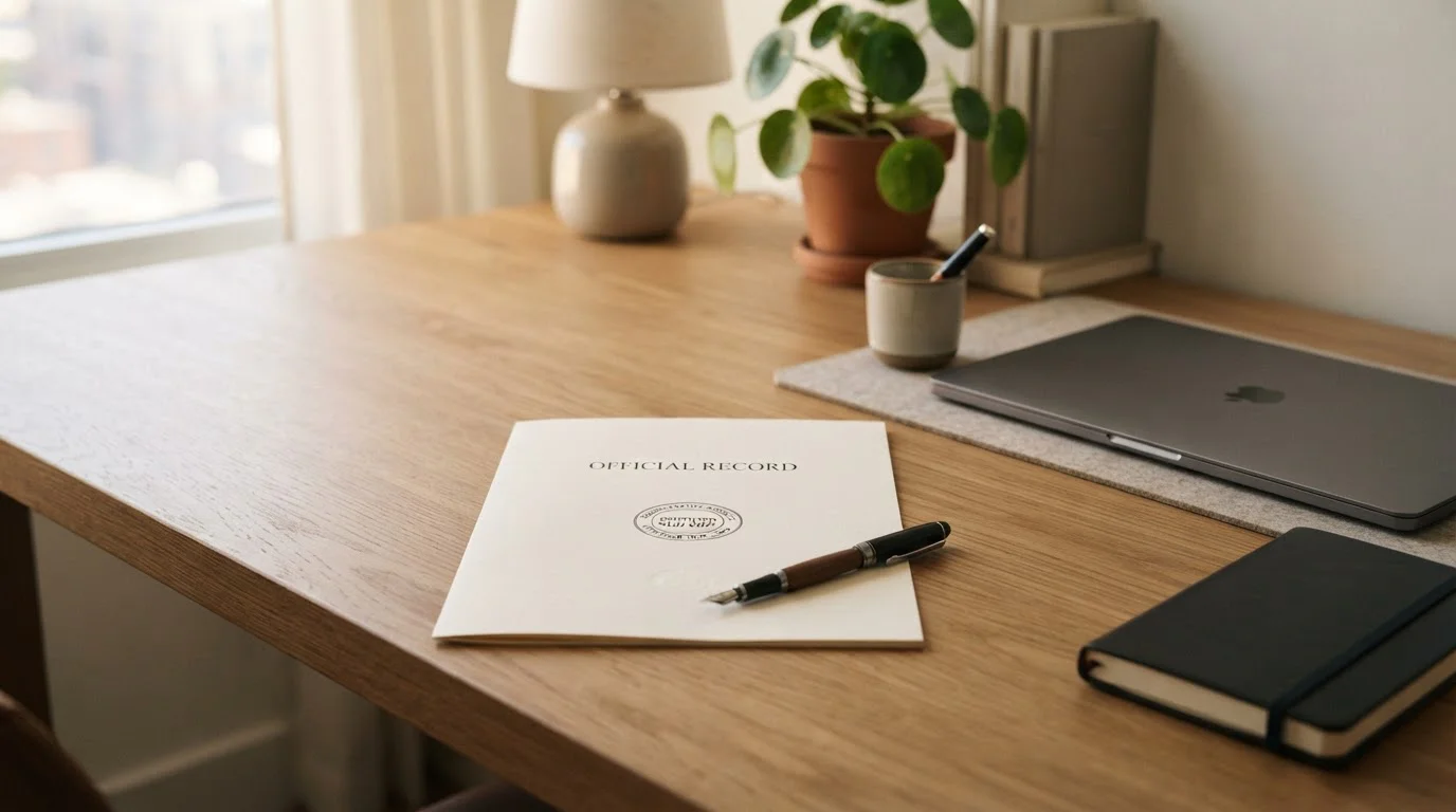 Dokument s licencí a notebook jako symbol pravidel plateb v legálním online casinu