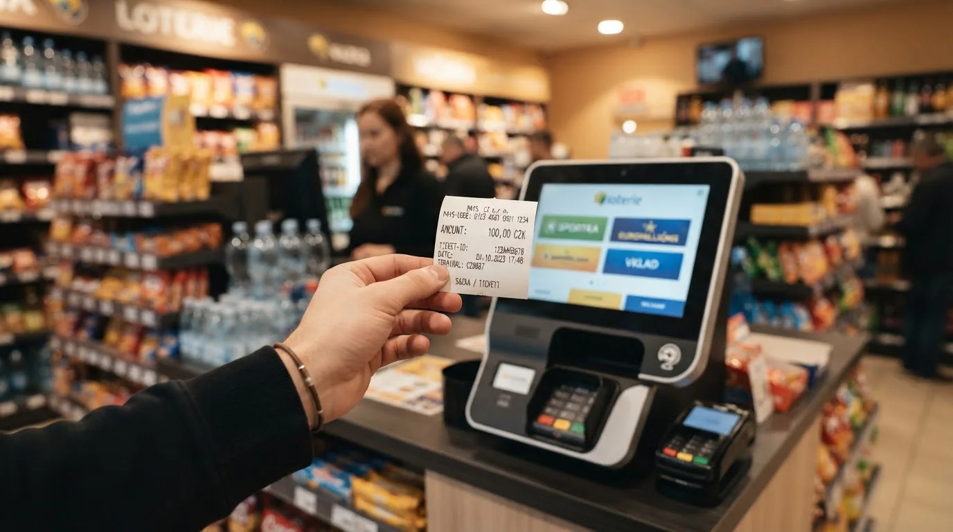 Postup nákupu Paysafecard kupónu na terminálu Sazka v trafice s účtenkou