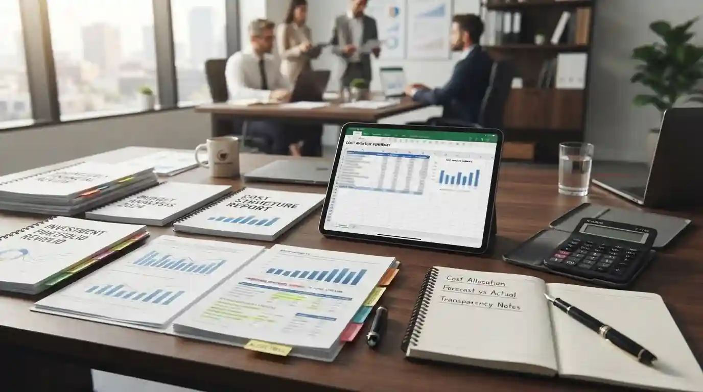 Finanční dokumenty se spreadsheety na tabletu