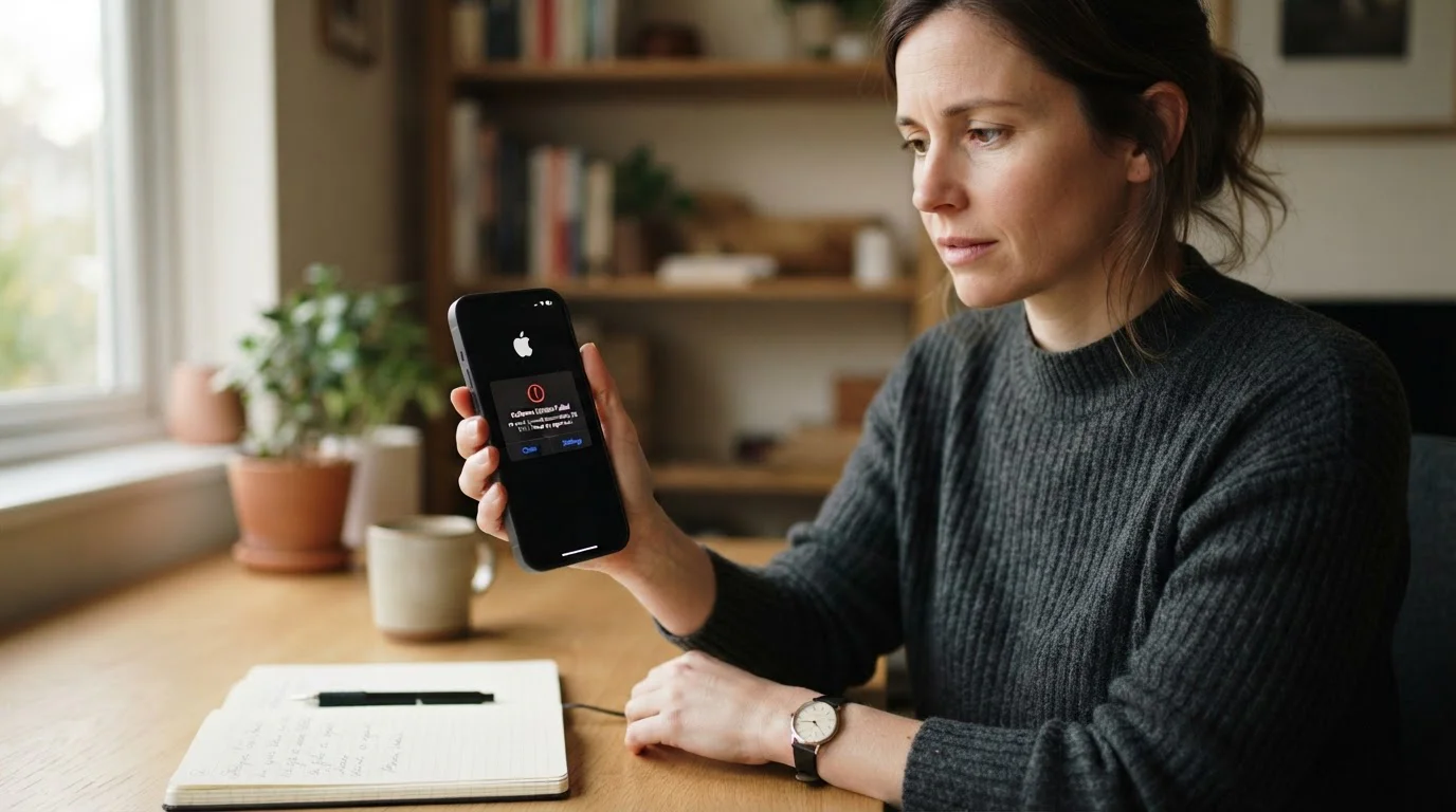 iPhone s chybovou hláškou odmítnuté Apple Pay platby