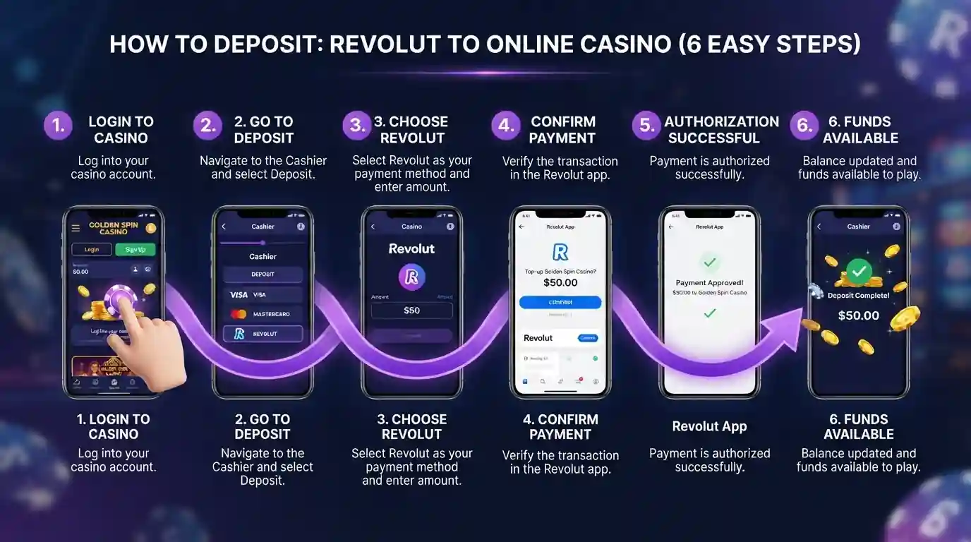 Postup vkladu z Revolut karty do online casina krok za krokem