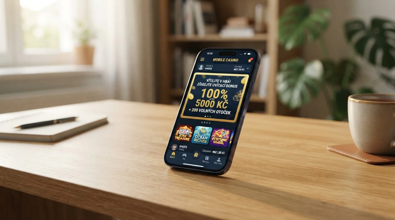 Mobilní telefon s uvítacím bonusem 125 000 Kč zobrazený na obrazovce aplikace Betano