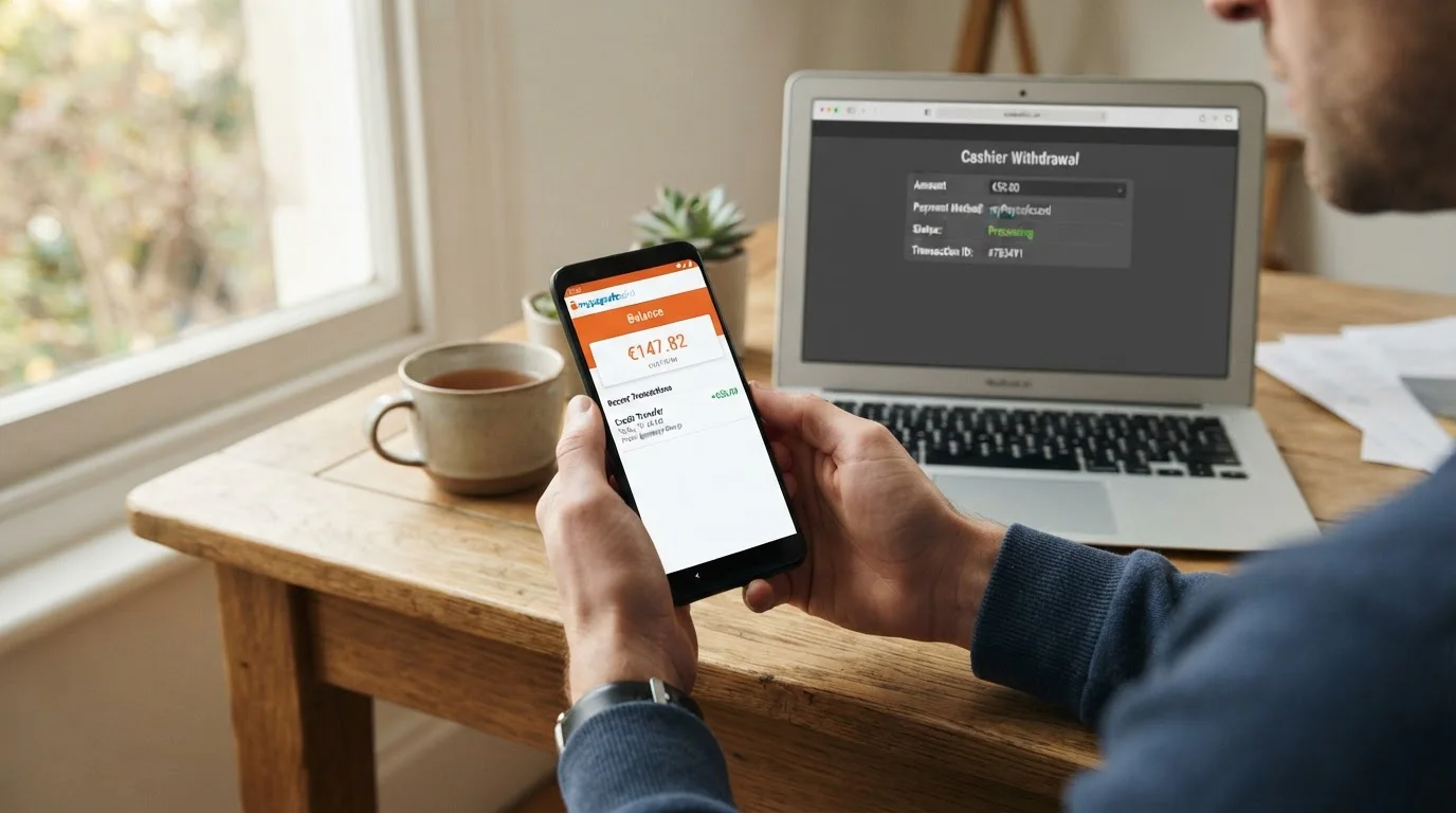Výběr výhry z online casina zpět na myPaysafecard účet přes mobilní aplikaci