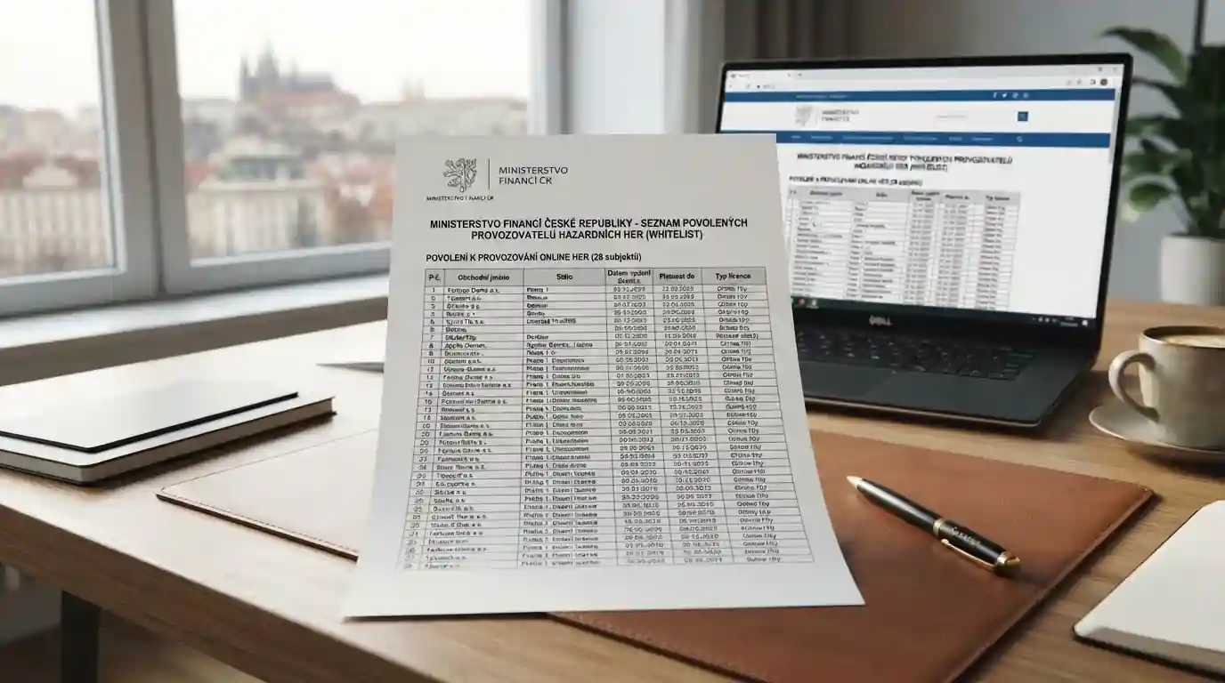 Oficiální whitelist Ministerstva financí ČR s licencovanými casino operátory